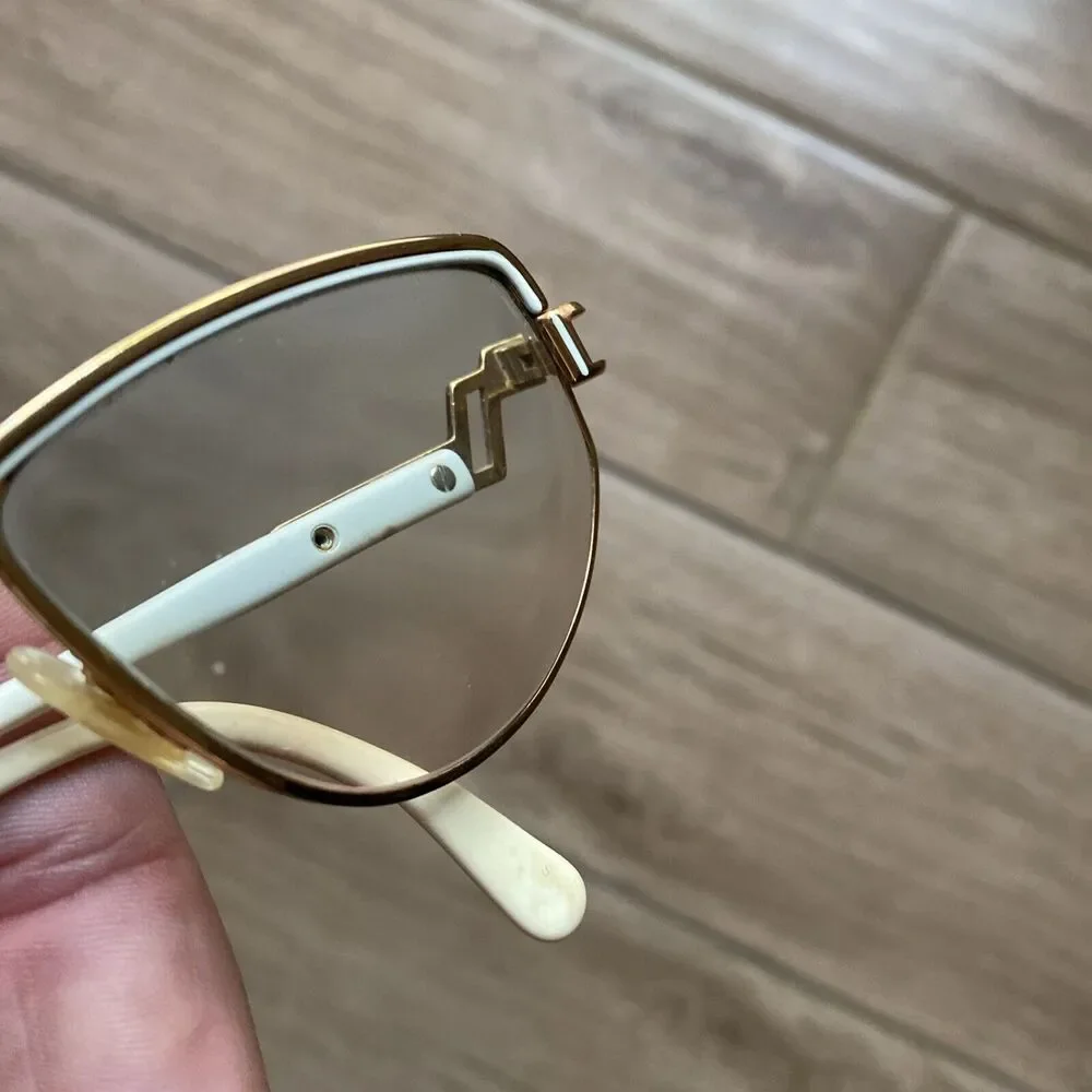 Vintage Cazal Eyeglasses Frames Gold & White Rare